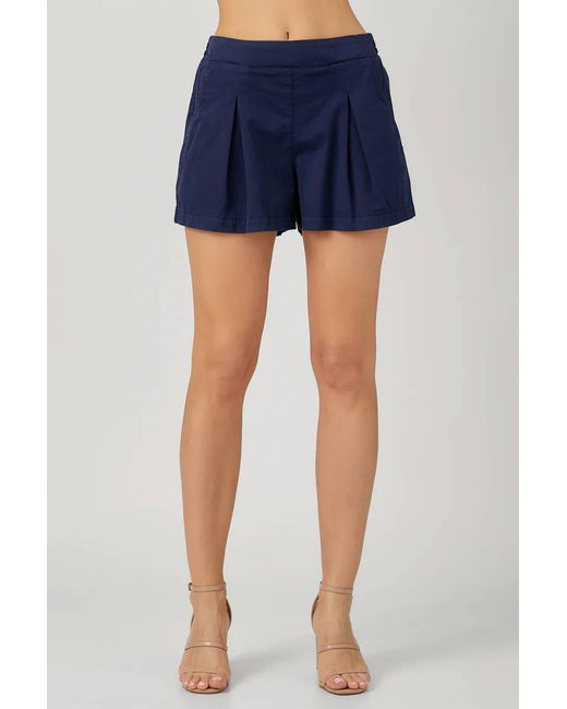 Maven West Blue Cupro Pleated Front Shorts