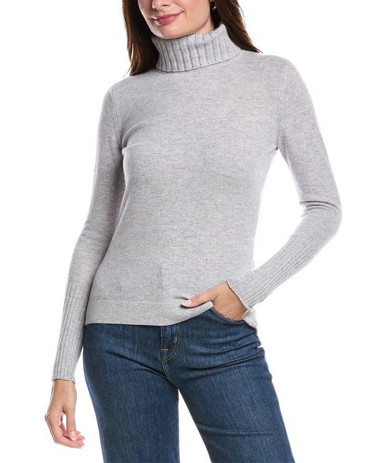 Forte Gray Chunky Trim Turtleneck Cashmere Sweater