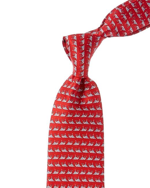 Ferragamo Red Snails Silk Tie for men