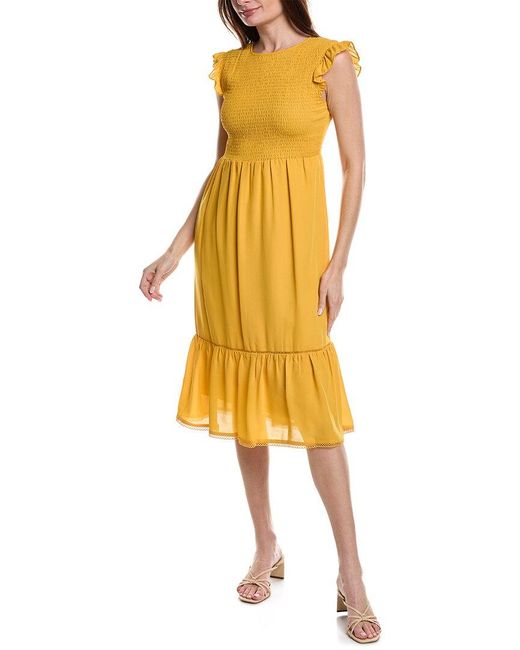 Nanette Lepore Yellow Crepe Chiffon Midi Dress