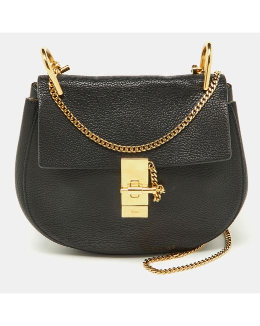 Chloé Black Leather Medium Drew Shoulder Bag