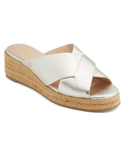 Jack Rogers White Slotted Sloan Leather Slip-on Wedge Sandals