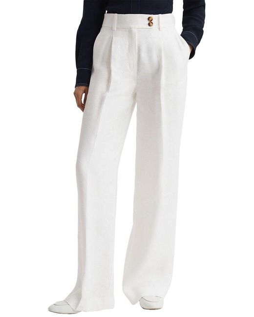 Reiss White Hollie Linen-blend Trouser