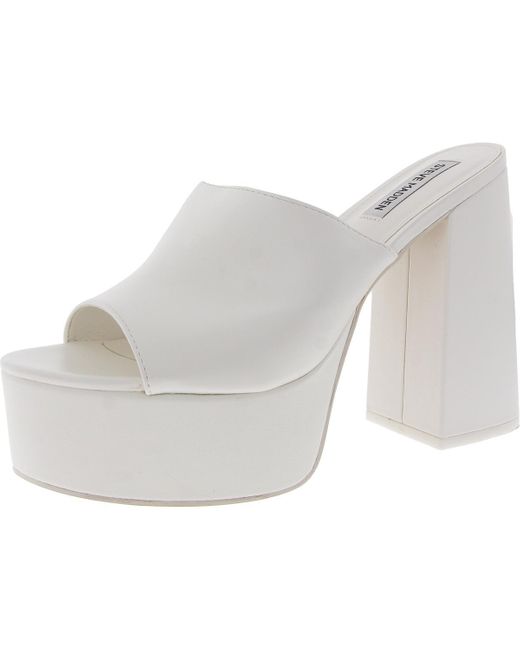 Steve Madden White Jungle Embossed Faux Leather Platform Sandals