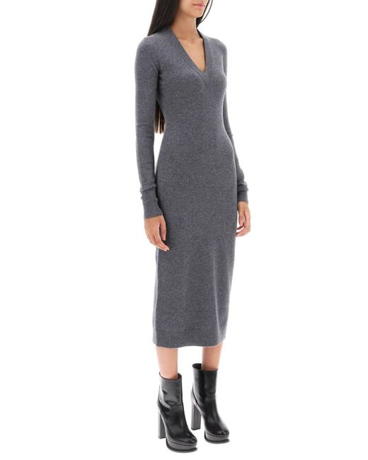 Sportmax Gray 'divo' Knitted Midi Dress