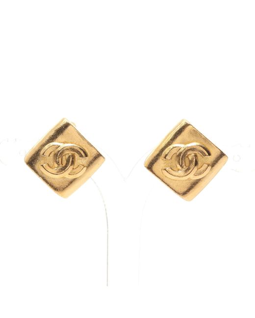 Chanel Metallic Coco Mark Earrings Gp 96p
