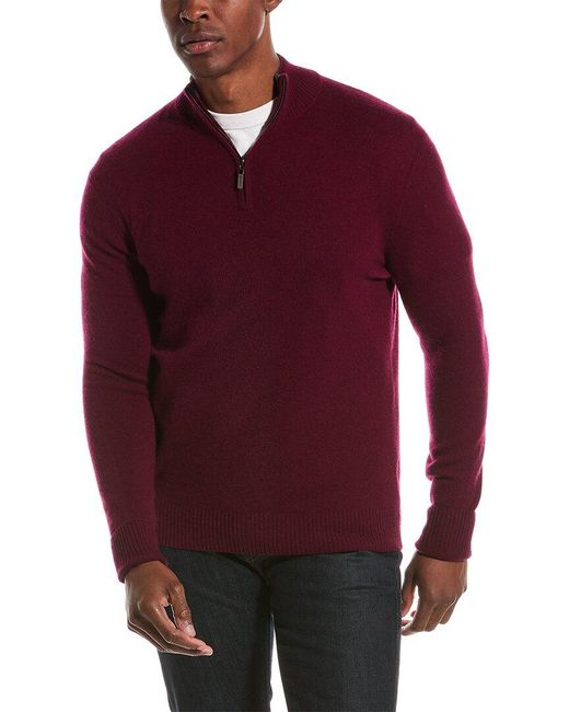 Qi Red Cashmere 1/4-zip Pullover for men
