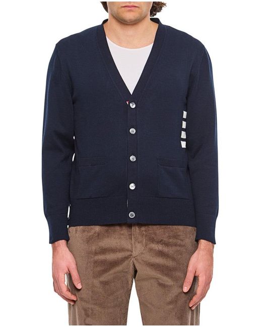 Thom Browne Blue V-Neck Cardigan for men