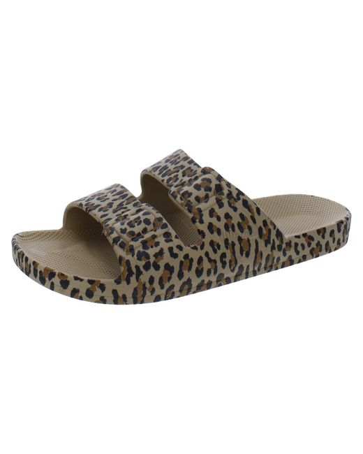 FREEDOM MOSES Brown Wildcat Printed Footbed Slide Sandals