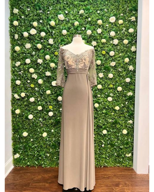 Terani Green Beaded Off Shoulder Mother Of The Bride Dress