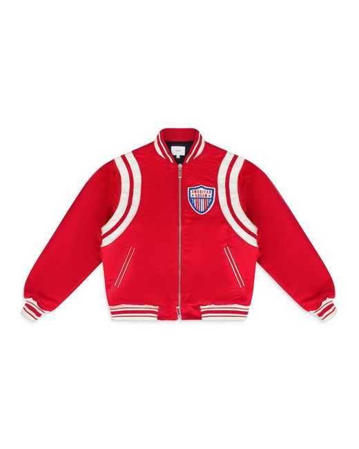 Rhude Men's Red Satin Varsity Jacket