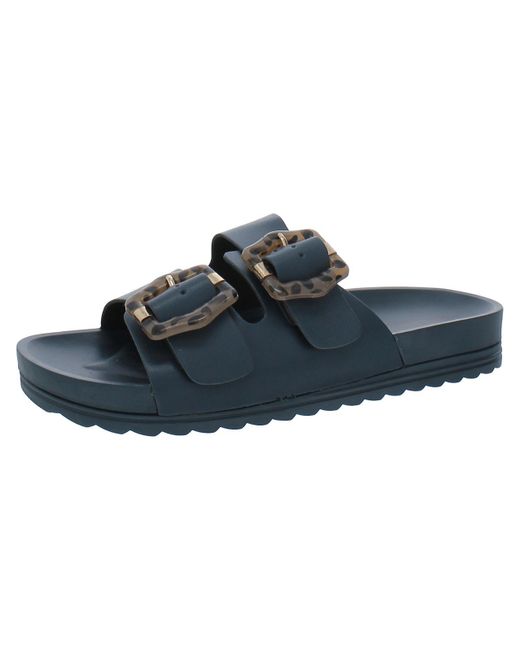 Muk Luks Blue Grand Cayman Faux Leather Adjustable Slide Sandals