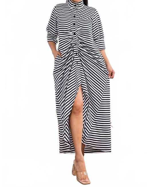 Karen T Design Women's Button Down Stripe Midi Dress