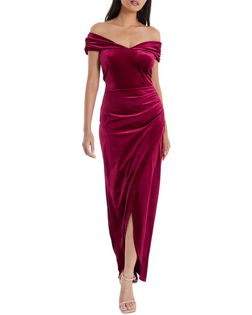 Quiz Red Velvet Sleeveless Evening Dress