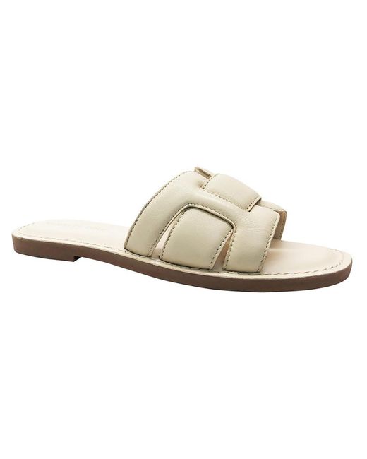 Kenneth Cole White Aiden Leather Peep-toe Slide Sandals