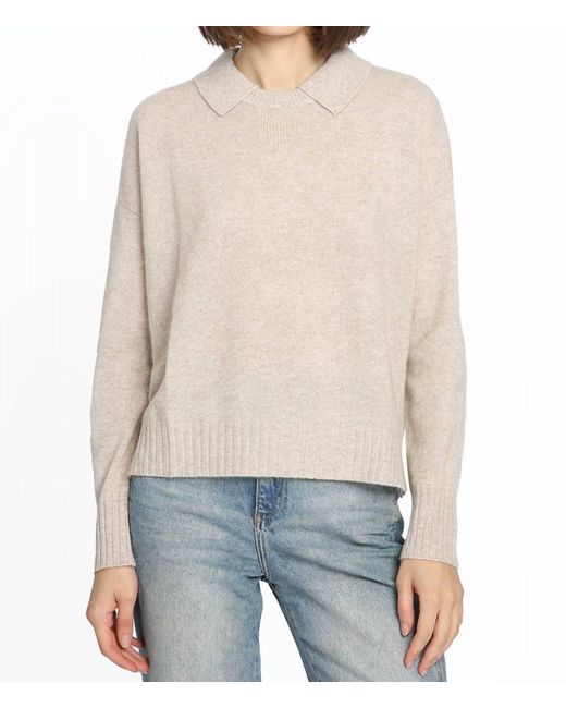 Minnie Rose White Crew Neck Pullover With Collar