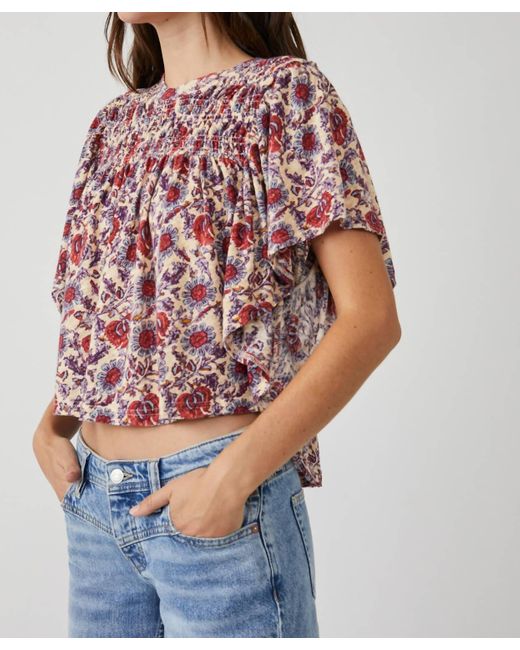Free People Multicolor Printed Ruffled Up Top