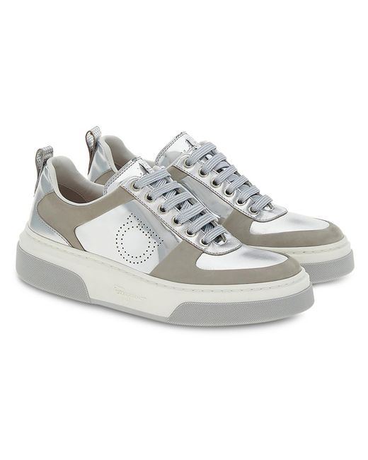 Ferragamo White Cassina Low Leather Sneaker