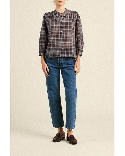 Trovata Blue Clara Button-Front Blouse