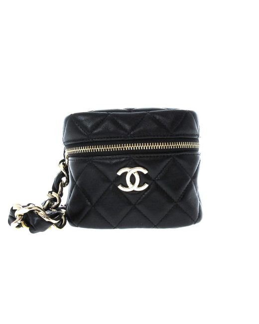 Chanel Black Vanity Leather Clutch Bag (pre-owned)