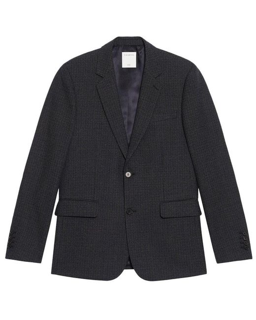 Sandro Blue Formal Houndstooth Wool Suit Jacket for men