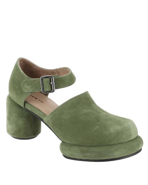 All Black Green Mod Jane Pumps