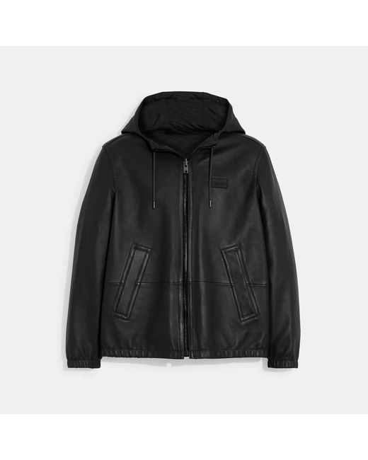 COACH Black Reversible Leather Jacket for men