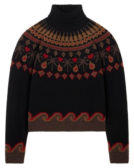 Alanui Black Sweet Winter Turtleneck Patterned Sweater