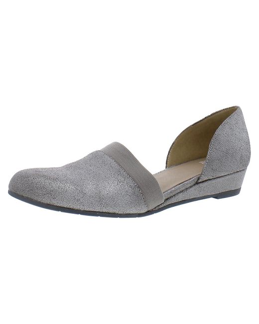 Eileen Fisher Gray Pointed Toe Leather Flats Shoes