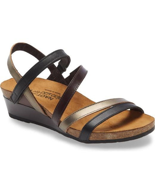 Naot Brown Hero Strappy Wedge Sandal