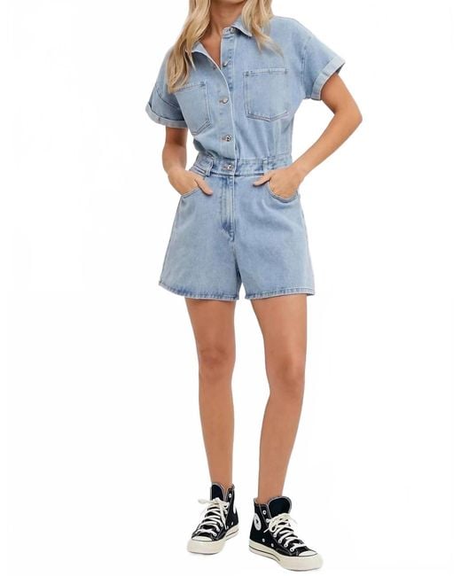 Bluivy Blue Denim Button Down Shirt Romper