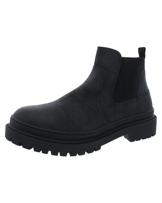 Madden Black Kresto Faux Leather Ankle Chelsea Boots for men