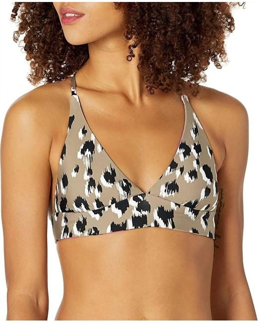 Trina Turk Black Standard Lynx Reversible Halter Bikini Top