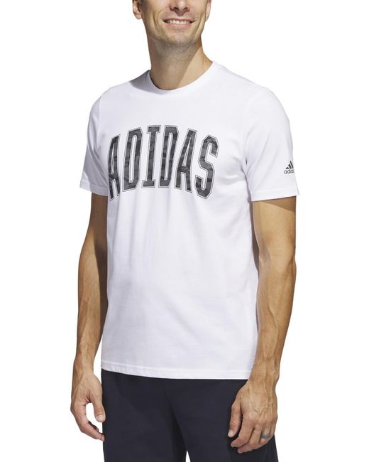 Adidas White Knit Cotton Graphic T-shirt for men