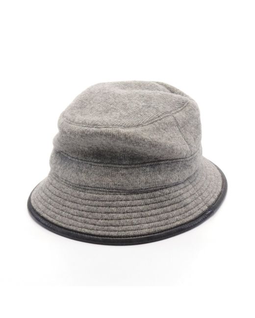 Hermès Gray Motsch Hat Wool Leather