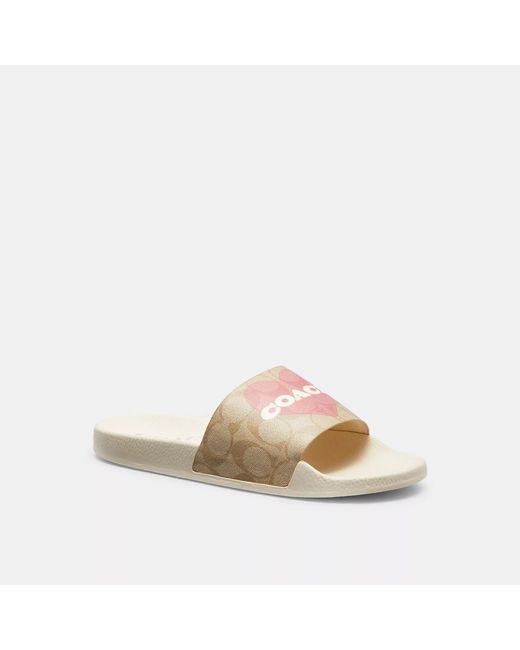 COACH Natural Uli Sport Slide In Signature Canvas With Heart