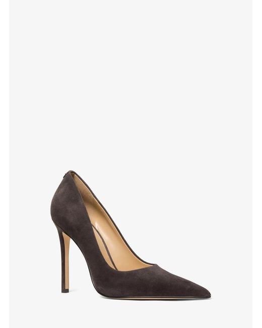 Michael Kors White Elyse Suede Pump