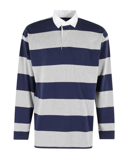 Polo Ralph Lauren Blue Classic Striped Long Sleeve Rugby Sweatshirt for men