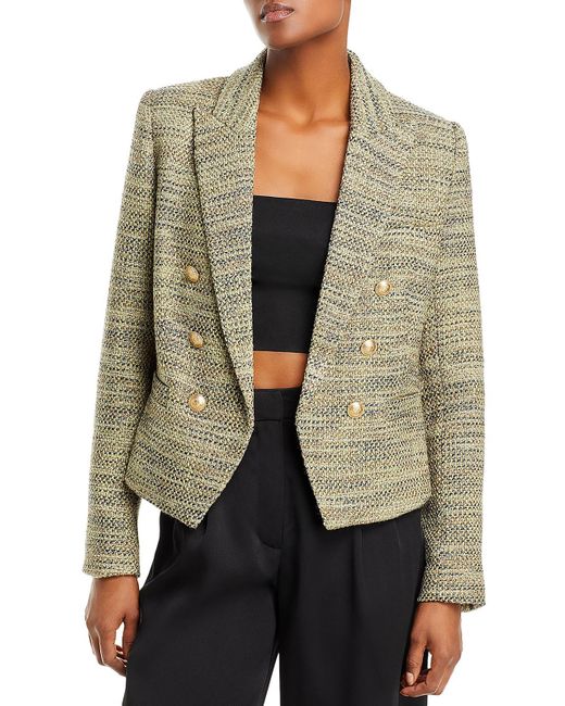 L'Agence Natural Brooke Wool Tweed Double-breasted Blazer