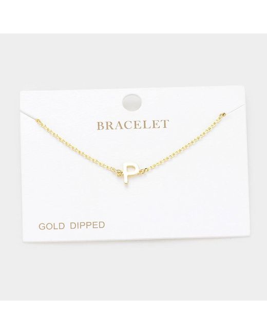 Fashnzfab White P- Dipped Metal Initial Monogram Charm Bracelet