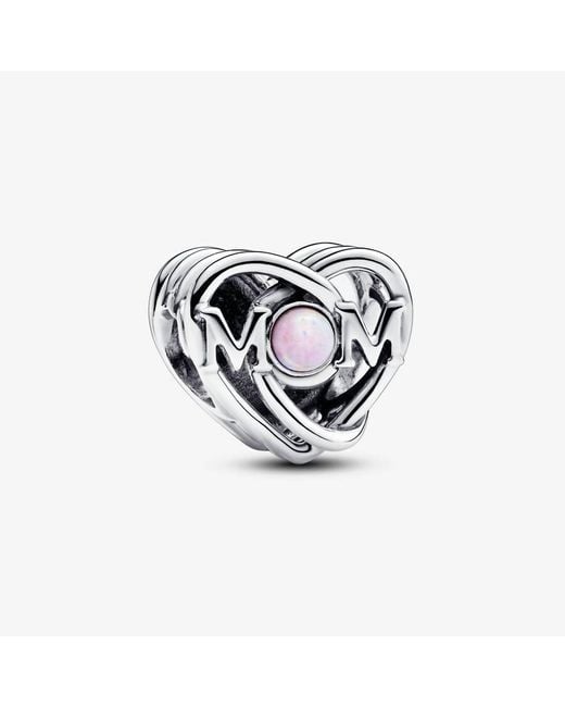 Pandora White Openwork Mum & Heart Charm