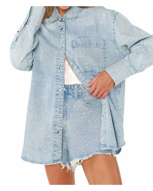 Show Me Your Mumu Blue Lincoln Shirt Jacket Embellished