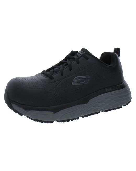 Skechers Max Cushioningelite Faux Leather Air Cooled Memory Foam Work And  Safety Shoes in Black for Men | Lyst