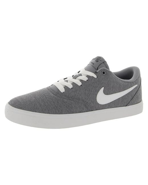 Nike Check Solar Cnvs Prm Canvas Printed Skate Shoes in Gray for Men | Lyst