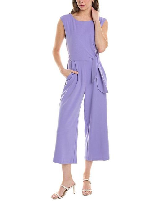 Tahari Purple Tie-side Jumpsuit