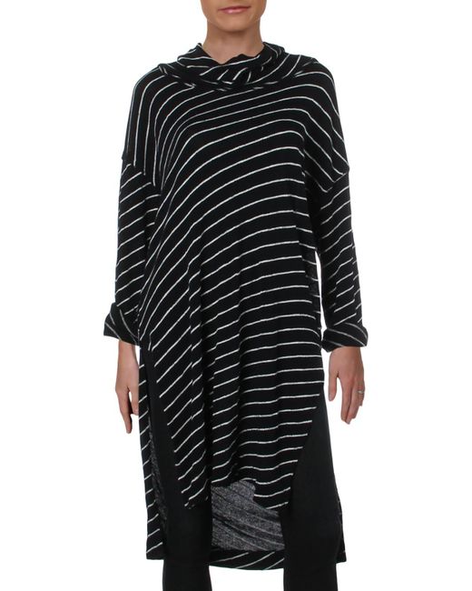 Free People Black Gotta Have It Cowl Neck Striped Tunic Top