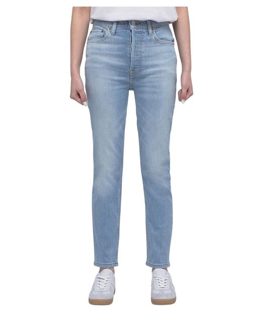 Re/done Blue 90's High-rise Ankle Crop Jean