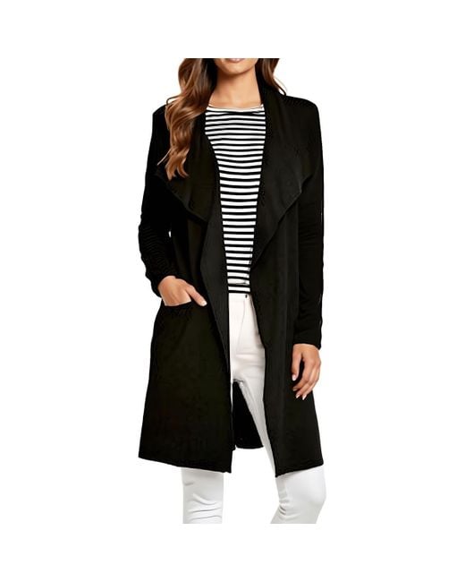 NIC+ZOE Black Drapey Polyester Open-Front Blazer