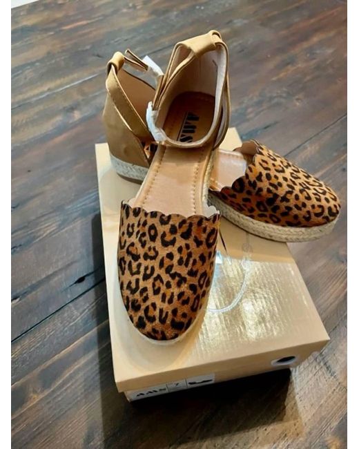 AMS Shoes Brown Leopard Espadrilles