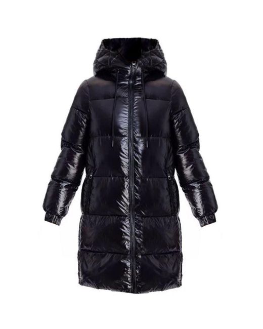 MICHAEL Michael Kors Blue Down Shiny Hooded Puffer Coat 3/4 Length With Insert Vest